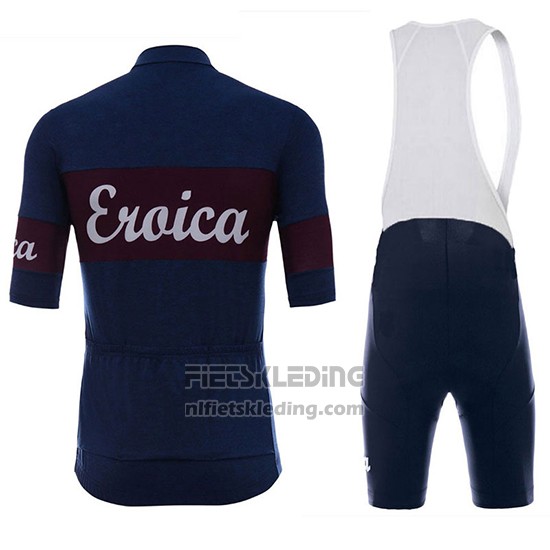 2018 Fietskleding Eroica Vino Donker Blauw Korte Mouwen en Koersbroek